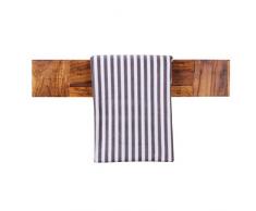 Wohnling Handtuchhalter Massivholz Sheesham 80 cm Wand-Regal Landhaus-Stil Bad-Zubehör Badezimmer-Möbel Natur-Produkt Badregal Design Handtuchstönder Naturholz unbehandelt Badablage zum Aufhöngen
