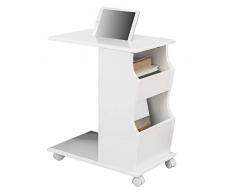 SoBuy® FBT67-W Beistelltisch mit Schlitz für iPad und 2 offenen Fächern, Rolltisch Sofatisch Couchtisch rollbar weiß BHT ca.: 53x63x31cm