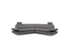 Ecksofa mit Schlaffunktion Eckcouch Polsterecke Merida 3 (dunkelgrau)