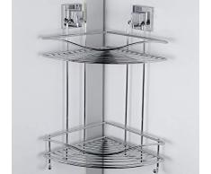 Befestigen ohne Bohren Eckduschkorb Duschablage Ecke Duschcaddy Dusch-Caddy Eckduschregal Badregal Aufbewahrungskorb Bad Eckregal Regalsystem für Wandmontage Dusch Korb Regal Ablage mit 2 Etagen