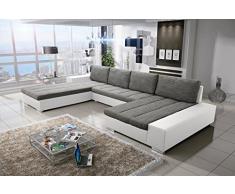 Sofa Couchgarnitur Couch Sofagarnitur Verona U Polstergarnitur Polsterecke Wohnlandschaft mit Schlaffunktion (Soft 17/Nevada 2 Links)