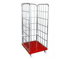 E.S.B. Rollbehälter 1650 mm 3 seitig blau verzinkt Rollgitter Rollwagen