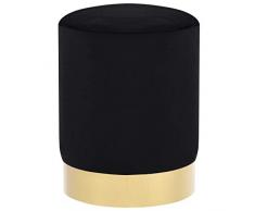 vidaXL Hocker Fassform Polsterhocker Sitzhocker Schemel Samthocker Pouf Sitzpouf Velour Fußhocker Rund Schwarz Golden Samt 26,5x38cm