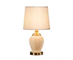 Moderne baumwolle creme tischlampe runde keramik mode tischlampe europäischen einfachen haushalt warmes licht warmes wohnzimmer