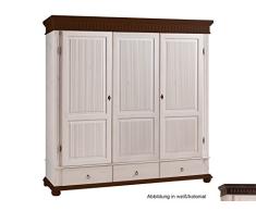 möbelando Kleiderschrank Massivholzschrank Schlafzimmerschrank Schrank Silvana VI 199 cm weiß/kolonial