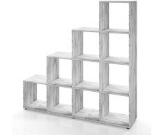 Vicco Treppenregal 10 Fächer - Raumteiler Stufenregal Raumtrenner Bücherregal Aktenregal Standregal