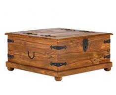 massivum Couchtisch-Truhe Merlin 95x45x95 cm aus massiven Palisander-Holz in braun gewachst mit 2 Klappen