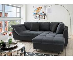 lifestyle4living Ecksofa mit Schlaffunktion | Eckcouch Eckgarnitur Polsterecke L Couch Sofa L Form | Wohnlandschaft inkl. Rückenkissen und Zierkissen | Stoff Anthrazit
