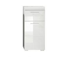 trendteam smart living Badezimmer Badkommode Kommode Schrank Amanda, 37 x 79 x 31 cm in Kopus Weiß / Weiß Hochglanz mit viel Stauraum