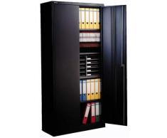 BISLEY Flügeltürenschrank Universal, 4 Fachböden, 5 OH, Stahl, 633 Schwarz, 40 x 91.4 x 195 cm