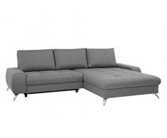 Ecksofa Angela mit Bettkasten und Schlaffunktion Freistehendes Polsterecke Eckcouch Verchromte Füße Sofa Bettfunktion Couchgarnitur Couch Wohnlandschaft Top-Qualität (Sawana 21, Seite: Rechts)