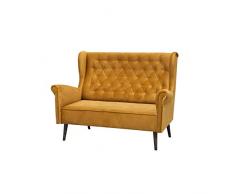 MOEBLO Ohrensofa 2 Sitzer Sofa Couch Garnitur Stoff Samt (Velour) Glamour Wohnlandschaft Chesterfield - Velo (Gold, 2-Sitzer)