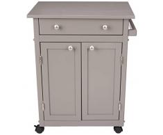 AmazonBasics – Klassischer Küchenwagen mit Kabinett, aus massivem Kautschukholz, rustikales Grau