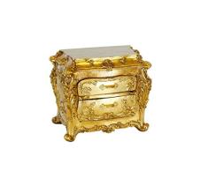 Antike Fundgrube Schmuckkästchen im Barock Stil mit Blattgold | Schatulle Schmuckkasten Barock Mini-Kommode | 2 Schubladen | B: 24 cm (9476)