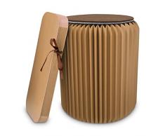 Navaris Design Hocker aus Papier faltbar - Akkordeon Sitz mit Auflage aus Filz - Karton Sitzhocker 42x36cm - Falthocker aus Pappe rund in Braun