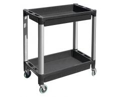 Maxworks 80384 Allzweckwagen mit 2 Ablagen, Aluminiumbeinen, 10,2 cm Durchmesser, Schwarz/Grau