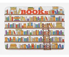AdaCrazy Moderne Badteppiche Bibliotheksregale mit Bücherregalen Schulbildung Campusleben Comic-Illustrationen Plüsch-Badteppich mit Antirutschmatten Flanell-Badteppich 40x60cm