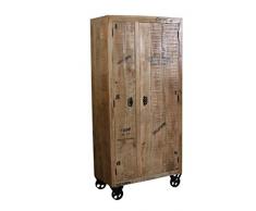 SIT-Möbel Rustic 1964-04 Schrank mit 2 Türen, inkl. Einlegefächern, aus Mangoholz, Antik, braun, Wortprints, 90 x 45 x 190 cm