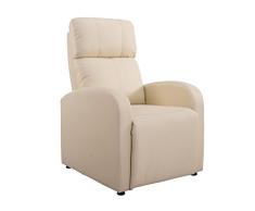 HOMCOM Relaxsessel Ruhesessel Fernsehsessel Sessel mit Liegefunktion Kunstleder (Creme)