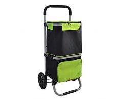 HXPK Tragbarer Klappleiterwagen, Aluminiumlegierungsanhänger, Haushaltswagen, Wasserdichter Rucksack mit großer Kapazität (2 Schichten),Green