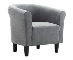 Tidyard Chesterfield Sessel Fußhocker Clubsessel Cocktailsessel Loungesessel Polstersessel Relaxsessel Lounge Hellgrau Stoff