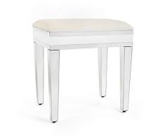 Beautify Schminkhocker Polsterhocker mit Spiegel für Schminktisch - Weiß Gepolstertes Kissen aus Luxuriösem Kunstleder