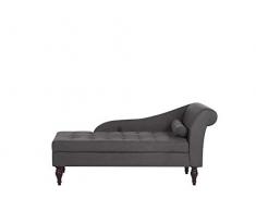 Beliani Moderne Chaiselongue aus Stoff in Dunkelgrau Pessac