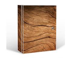 BANJADO Medizinschrank abschließbar / 35x46x15cm groß / Metall weiß mit Motiv Trockenes Holz