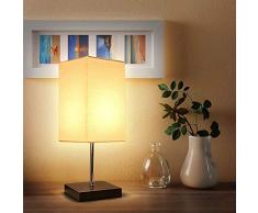 Tischlampe Holz,Nachttischleuchte,Stoff Lampenschirm,Tomshine Tischleuchte für Wohnzimmer,Schlafzimmer,Büro(Ohne Birne)