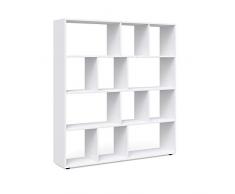 Vicco Raumteiler Pilar 12 Fächer - Raumtrenner Bücherregal Standregal 131,6 x 143 x 29 cm (BxHxT), Spanplatte Aktenregal (Weiß)
