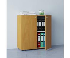 VCM Büroschrank Aktenschrank Bücherregal Universal Ordner Schrank Regal Buche 70 x 70 x 39 cm Vandol Mini