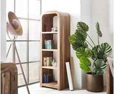 DELIFE Standregal Wally Sheesham Natur 57x43x176 cm Abgerundet Massiv