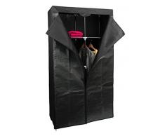 Kleiderschrank PRO ART 3387 Greg Farbe schwarz 160 x 88 x 45 cm Regalsystem Stoffschrank Faltschrank Garderobenschrank Kinderzimmerschrank mit Kleiderstange für Kleidung, Spielzeug , Schuhe & Bücher