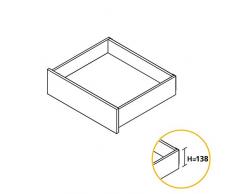 Schubladenset grau inkl. 2 Seitenschienen Auszugsschienen Vollauszug mit Soft-Close Beschläge zur Montage von Küchenschublade oder Bad, 138 x 500 mm, Emuca