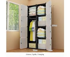 YIZHIYUAN Standschrank Einfache Moderne Garderobe Umweltfreundliche Harz Einfache Kombination Garderobe 8 Tür 5 Gitter 1 Hängende Stereo Garderobe Schließfach