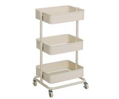 SONGMICS Rollwagen mit 3 Fächern, Aufbewahrungswagen, Küchenregal mit Rollen, Ablagefächer höhenverstellbar, Servierwagen mit 2 Bremsen, einfache Montage, Bad, Küche, Büro, weiß BSC60WT
