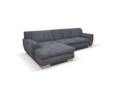 DOMO Collection Nika | Eckcouch mit Schlaffunktion in L-Form | Sofa Eckgarnitur, Mikrofaser, grau, 277x156x78 cm