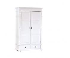 Inter Link Kleiderschrank Landhausschrank Schlafzimmerschrank Garderobenschrank FSC Kiefer massivholz weiss lackiert