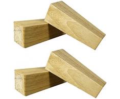 AZWE Massivholz Vierkantbeine X4, Holzmöbelzubehör Tischsofa Schräg/Gerade Kegelstützfüße, Holzfarbe,gerade Beine,Höhe: 20 cm