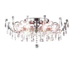 Strass Kristall Kronleuchter Deckenlampe Deckenleuchte Lüster Wohnzimmer Beleuchtung Kristallleuchte Wohnzimmerlampe klassisch XL 60cm 6xE14 Fassungen