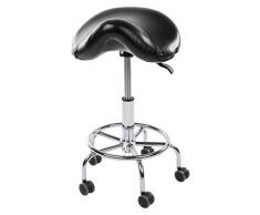 Physa Adonis Rollhocker Arbeitshocker Sattelhocker (höhenverstellbar 49-58 cm, ergonomisch geformt, 5 Lenkrollen, bis 150 kg, Metallgestell, Kunstleder) Schwarz