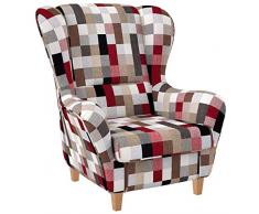 Supellex Ohrensessel/Fernsehsessel Sofia, Dessin: Fancy Patchwork, kariert, gedeckt