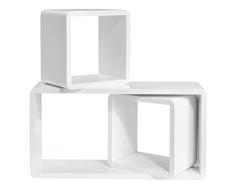 SONGMICS Wandregal 3er Set Cube Regal Schweberegale, Tiefe 15 cm, Würfelregale Bücherregal MDF Weiß LWS50WT