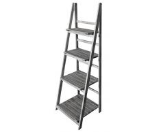 Kingpower Regal Leiterregal Wandregal Standregal Blumentreppe Klappbar Grau