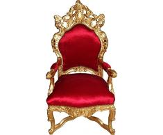 Casa Padrino Barock Thron Sessel Bordeaux Rot/Gold - Unikat - Barock Möbel Tron Königssessel