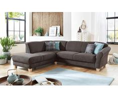 CAVADORE Ecksofa Gootlaand / Große Couch im Landhaus-Stil / Mit Federkern-Polsterung / 257 x 84 x 212 / Dunkelgrau