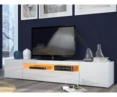 möbelando TV-Lowboard Longboard HiFi Rack Unterschrank Tisch Daiquiri II (Weiß-Hochglanz)