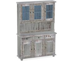 Brasilmöbel Highboard, Pinie Massivholz, geölt und gewachst Shabby - Eiche antik, L/B/H: 129 x 40 x 187 cm