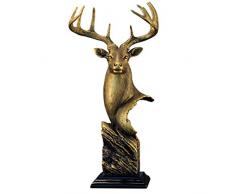AUKLM Goldene Hirschkopf skulptur, Vintage Harz Handwerk, Halle Hotel tv Schrank europäischen Tier Dekorationen, Dekoration und werbegeschenke 9,6 * 8 * 24,2 cm