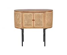 Vintagehaus Rattan Sideboard Barschrank Wiener Geflecht Curval Rattan Webbing 2 türig Massivholz